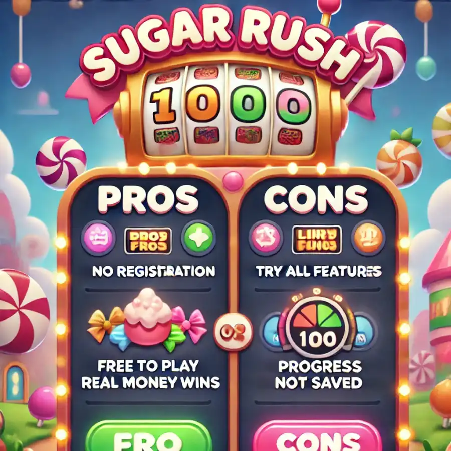 Плюсы и минусы демо Sugar Rush